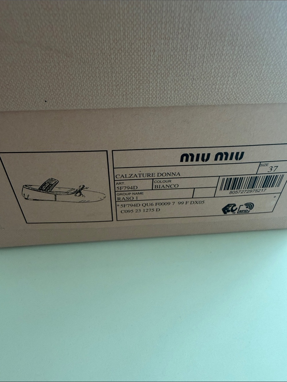 Miu Miu White Satin Ballet Flat with Bow Strap - Picture 6 of 6